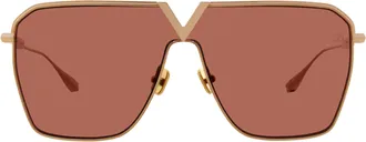 Valentino V - GOLDSHIELD Dark Brown Pilot Unisex Sunglasses VLS-137 B 134
