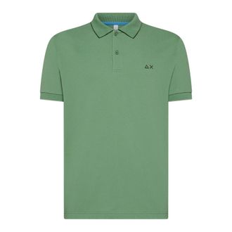 Sun 68 Polo Shirts, male, Green, Size: 3XL Green Polo Shirt with Collar Detail