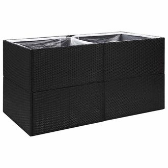 Berkfield Home Garden Planter Black 157x80x80 cm Poly Rattan | Size: 157 x 80 x 80 cm