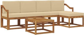 vidaXL Conjunto De Sof&aacute;s De Exterior 6 Uds. Natural Y Beige Vidaxl
