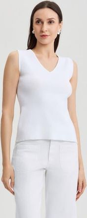 Ming Wang Family Savvy V-Neck Soft Knit Tank in White at Nordstrom, Size X-Large