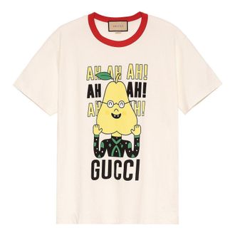 Gucci X Pablo Delcielo Pear Print Cotton T-shirt White 703439XJEIY9095