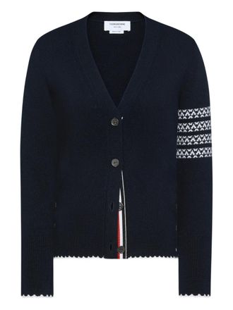 Thom Browne V-neck four-stripe cardigan - Blu