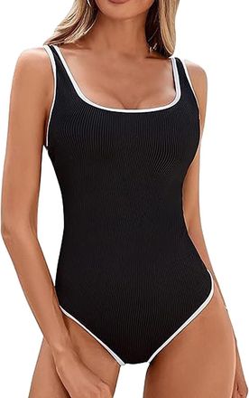 Generic One Piece Swimsuit for Women Festival Essentials Tummy Control V Neck Ladies Tankini Swimwear Sets One Piece Swimsuit for Women Bow Tie Wrinkles Swimm