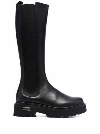 Cult chunky leather knee-length boots - Black