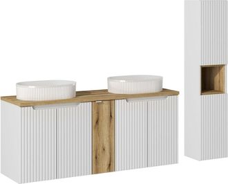 Petits Meubles Conjunto de muebles doble lavabo paneles de melamina y mdf blanco