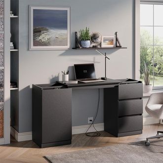 Vicco C&oacute;moda Con Funci&oacute;n Escritorio Varino, Negro, 80 X 75.5 Cm Extensible, Vicco