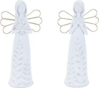 Melrose International Etched Angel Figurine (Set of 4) - White, Gold