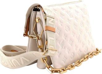 Louis Vuitton White Monogram Embossed Leather Coussin Bag PM (Authentic Pre- Loved)