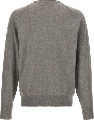 Maryya V-Neck Cotton Sweater - Gray