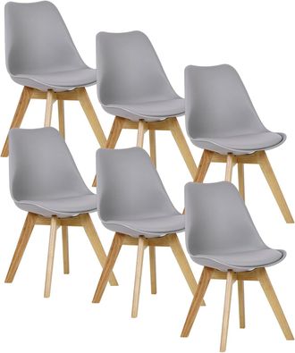 Woltu 6x Sillas De Comedor Dining Chairs Silla Tower Madera Silla De Escritorio Asiento Acolchado En Cuero Sint&eacute;tico Y Polipropileno Silla De Cocina Silla C