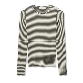 Sofie Schnoor Tops, Dames, Zwart, M, Gestreept T-shirt met lange mouwen