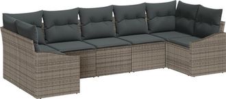vidaXL Garden Sofa Set 7 pcs Grey Poly rattan Vidaxl