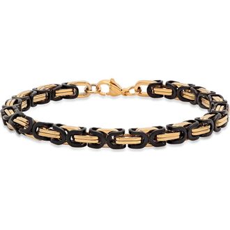HMY Jewelry Mens Two-Tone Byzantine Chain Bracelet in Two Tone at Nordstrom Rack