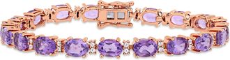Mimi & Max 14 5/8ct TGW Amethyst and White Sapphire Tennis Bracelet in Rose Silver