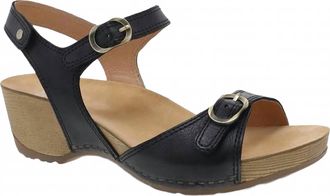 Dansko Womens Tricia Sandal In Black Milled Burnished