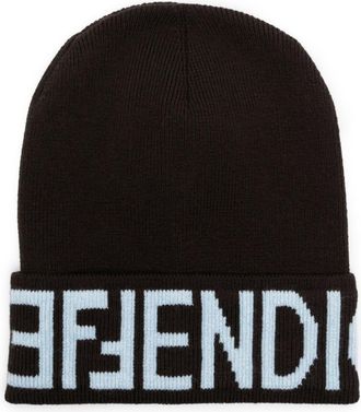 Fendi FF-motif turn-up brim beanie - women - Virgin Wool/Spandex/Elastane/Polyamide/Cashmere - M - Brown