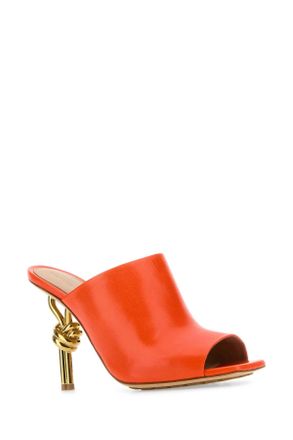Bottega Veneta Oranje Nappa Leren Knoop Mules
