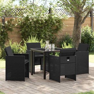 vidaXL Conjunto De Comedor De Jard&iacute;n 5 Pcs Negro Rat&aacute;n Sint&eacute;tico Vidaxl