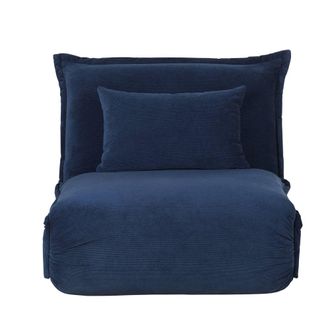Maisons du monde Sill&oacute;n cama de 1 plaza de terciopelo azul marino