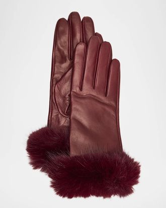 Sofiacashmere Faux-Fur Leather Gloves