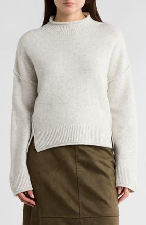 Max Studio Exposed Seam Turtleneck Sweater in Grey Heather Cloud at Nordstrom Rack, Size X-Large