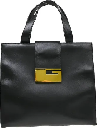 Gucci Vintage Square G Leather Black Leather Handbag (Pre-Owned)