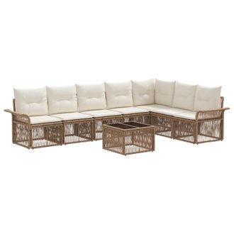 vidaXL Conjunto De Sof&aacute;s De Jard&iacute;n 8 Pcs Beige Rat&aacute;n Sint&eacute;tico Vidaxl
