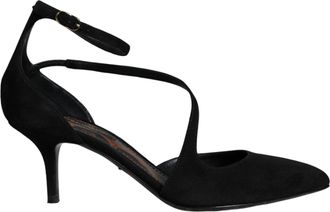 Dolce & Gabbana Black Suede Ankle Strap Pumps Heels Womens Shoes (Pre-Owned)