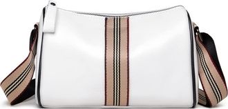 Generic Cow Leather Crossbody Bag for Women Small Cylinder Purse Fashion Barrel Shoulder Bag Casual Commuter Bags (White)