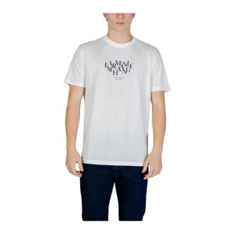 A|X Armani Exchange T-shirt met korte mouwen en ronde hals met print - Heren - T-shirts - Wit - XL - Katoen - Tops