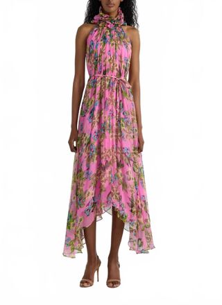 Saloni Iris Ruffle Maxi Dress In Fiori Peony