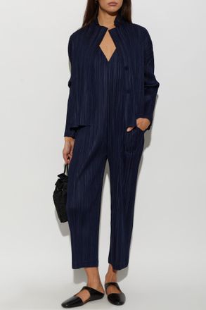 Pleats Please Issey Miyake Pleated Strappy Jumpsuit, Womens, Navy Blue