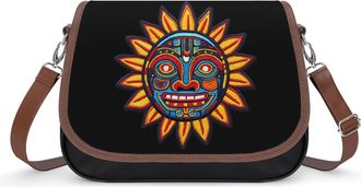 Generic Aztec Sun Crossbody Bags for Women Fashion Leather Shoulder Handbags With Adjustable Strap