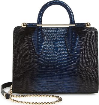 Strathberry Nano Lizard Embossed Leather Tote in Blue at Nordstrom