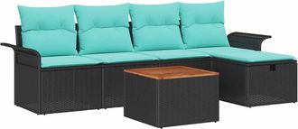 vidaXL Conjunto De Sof&aacute;s De Jard&iacute;n 6 Uds. Negro Polirat&aacute;n Vidaxl