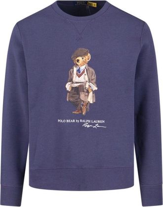 Polo Ralph Lauren Navy Blue Cotton Blend Sweatshirt With Iconic Bear Logo