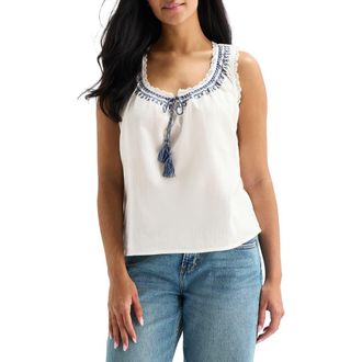 Lucky Brand Embroidered Lace Trim Tank in Gardenia at Nordstrom Rack, Size X-Small