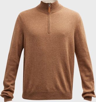 Neiman Marcus Men & apos;s Wool-Cashmere 1/4-Zip Sweater