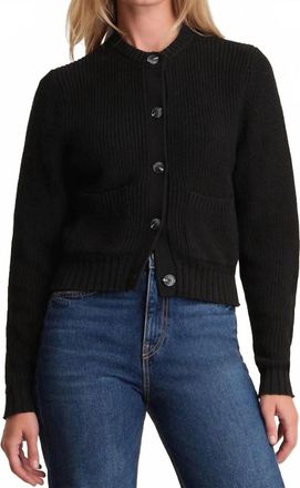 525 america Palmer Crewneck Pocket Cardigan In Black
