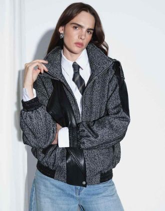 Asos bomber elegante a pannelli sale e pepe-Nero
