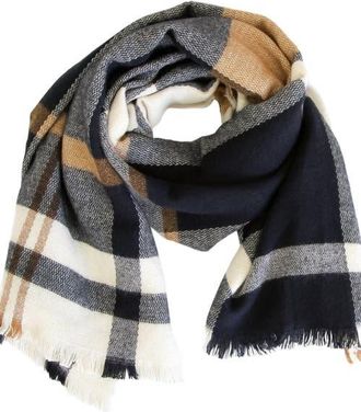 Belle & Bloom Staten Island Plaid Scarf in Navy at Nordstrom