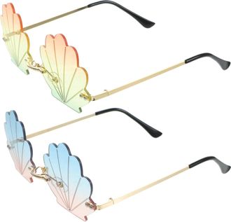Aboofan Colourful Rimless Party Sunglasses Shell Shaped Eyeglasses for Women Creative Seashell Design Sturdy PC Material Comfortable for Daily Wear and Outdoo