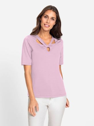 Heine T-Shirt HEINE Shirt, Damen, Gr. 38, rosa (ros&eacute;), 90% Polyamid, 10% Elasthan, unifarben, V-Ausschnitt, Shirts T-Shirt