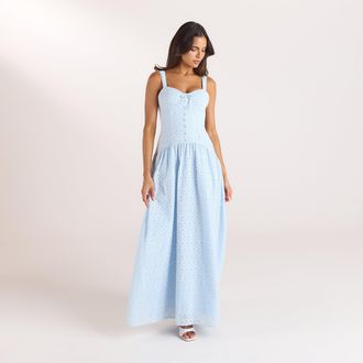 Lounge Broderie Maxijurk - Blauw - 34