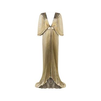 Roberto Cavalli Lam&egrave; Maxi Dress - female - Roberto Cavalli - Gowns - Yellow - XS - Dresses