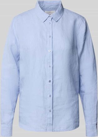 Fynch-Hatton Fynch-Hatton Leinenbluse mit Label-Detail und Hemdblusenkragen in Hellblau, Gr&ouml;&szlig;e 34