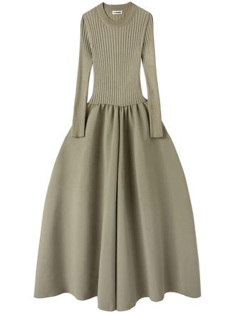 Jil Sander Ribgebreide jurk - Groen