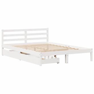 Berkfield Home Full Bed Frame Frame White 120x190 cm Small Double Solid Wood Pine