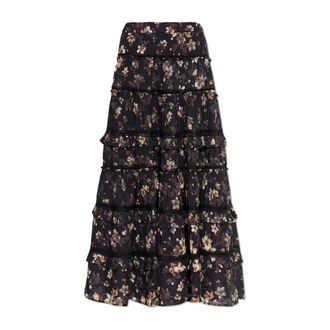 AllSaints Maxi Skirts, female, Black, Size: 2XS Talia Printed Midi Skirt